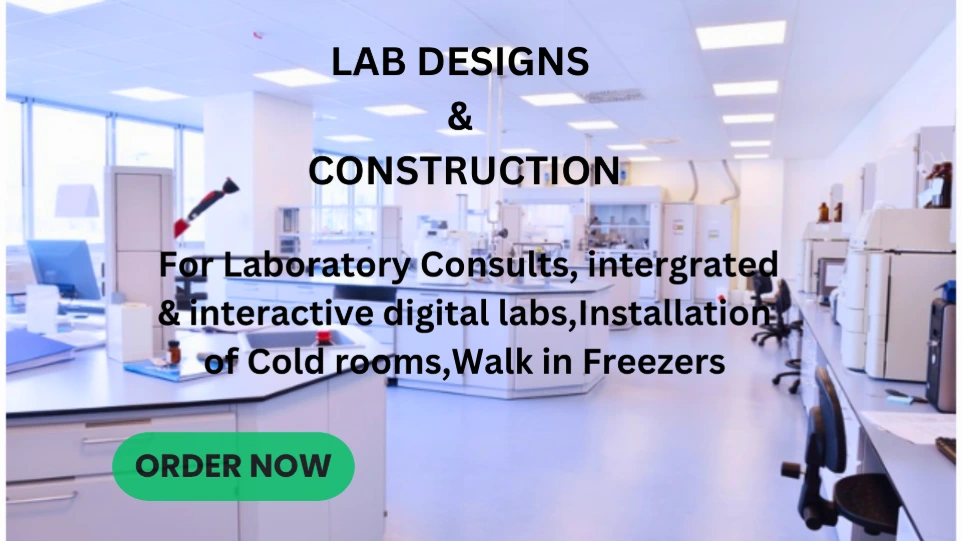 lab designs, construction consultancy, installation of cold rooms and walk in freezers